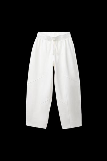 Zara PLUSH BALLOON PANTS - Ecru - Image 0