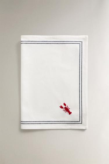 SET DE TABLE BRODERIE LANGOUSTE - Bleu de Zara - Image 1