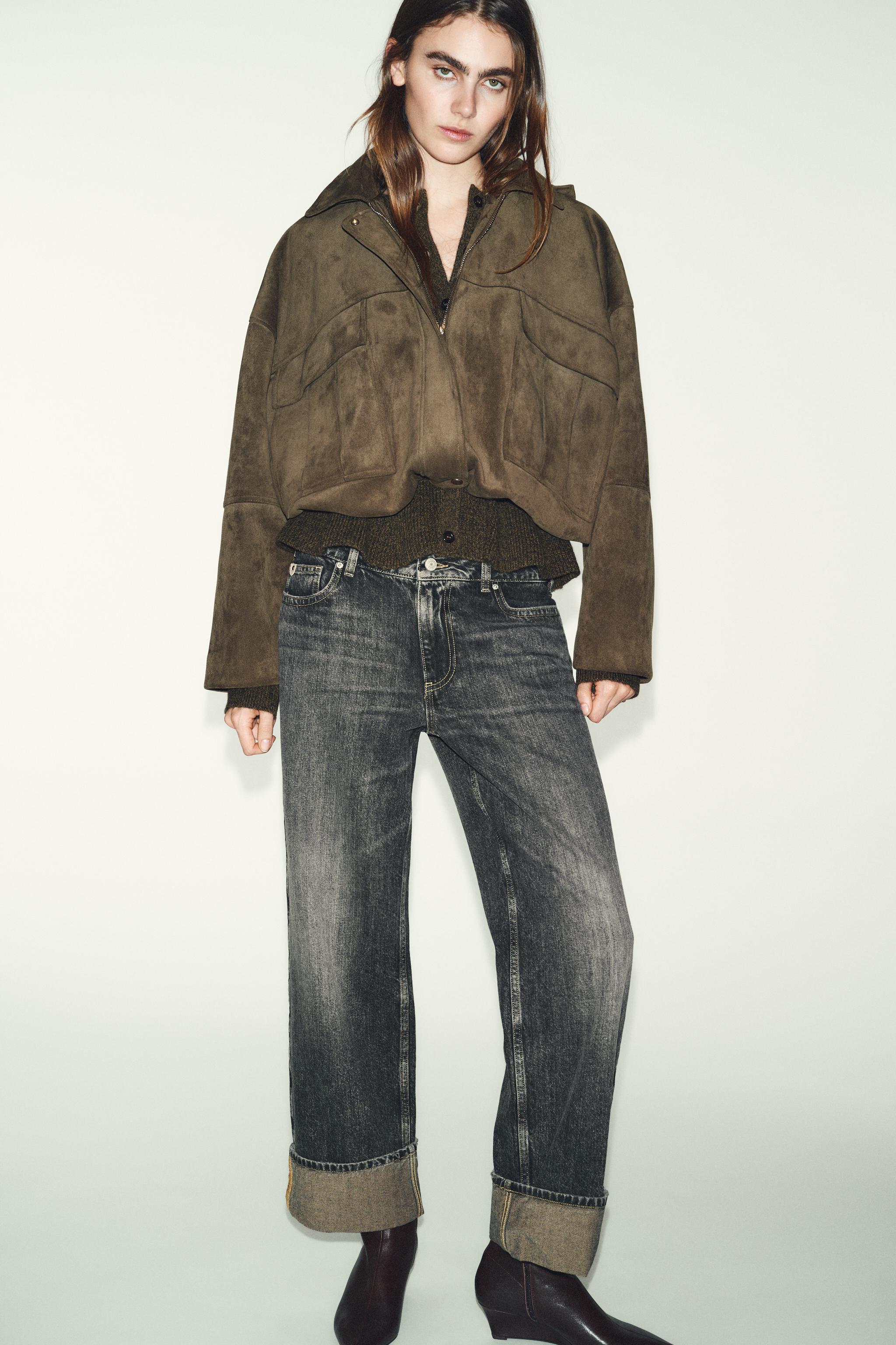 OVERSIZED FAUX SUEDE HOODED BOMBER JACKET