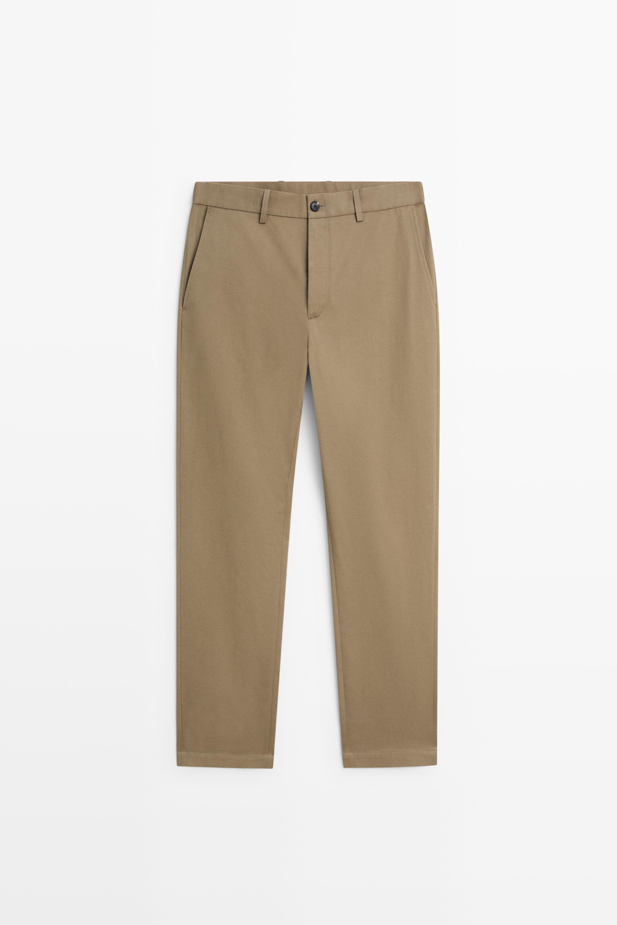 Cotton blend straight-leg pants — Mink