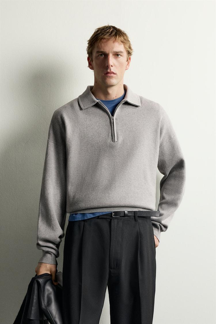 QUARTER-ZIP KNIT POLO SHIRT