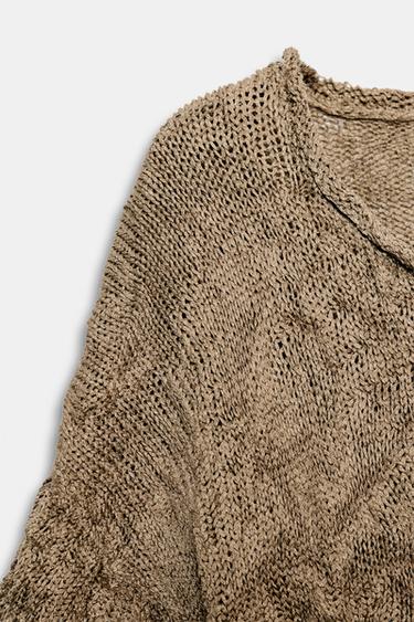 CRINKLE-EFFECT KNIT JUMPER - camel by Zara - Image 8