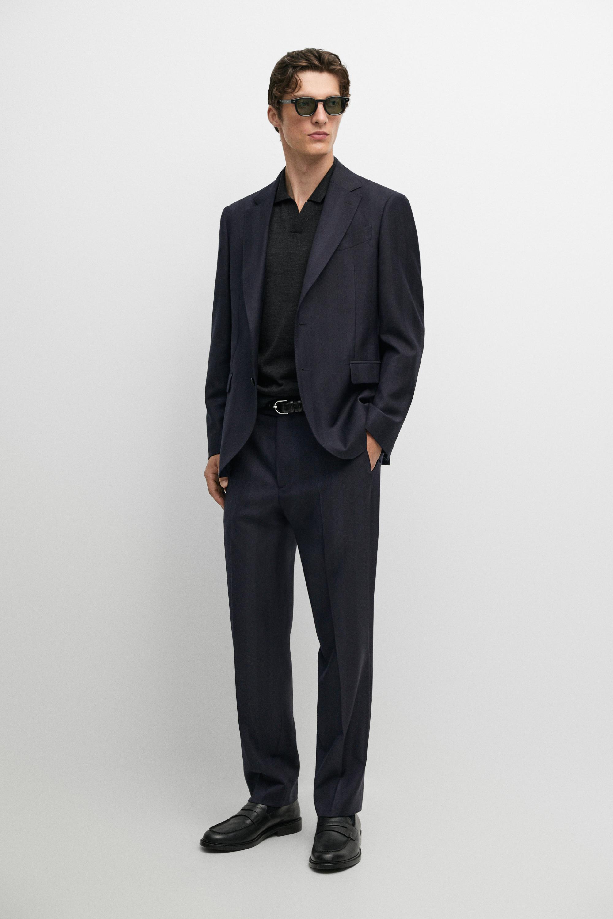 Herringbone suit pants — Navy blue
