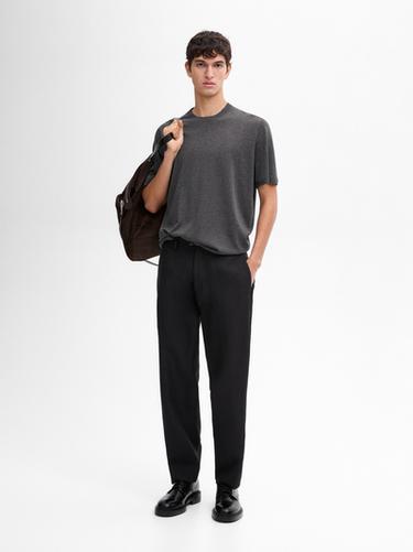 Zara Cotton blend knit T-shirt - Anthracite Gray