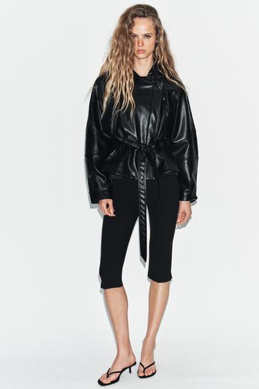 BELTED LEATHER EFFECT JACKET - Black by Zara