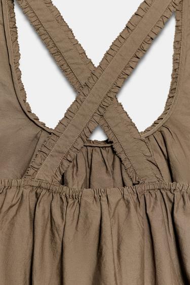 Zara POPLIN STRAPPY TOP - Brown