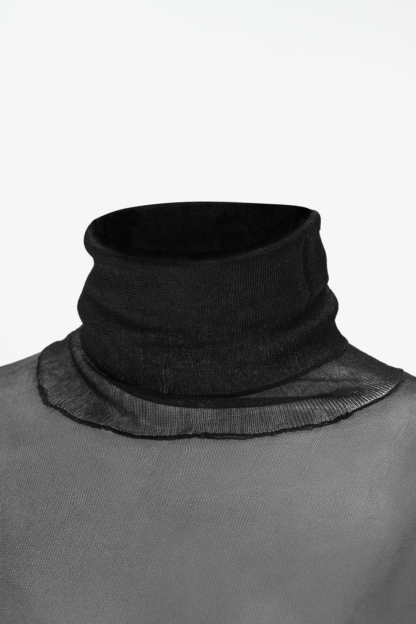 Мужской свитер Zara Limited Edition Semi-Sheer High Neck, цвет: Чёрный — фото 5