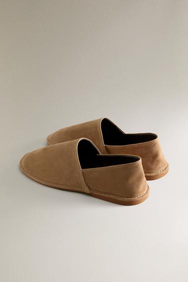 LEATHER FOLD-DOWN SLIPPERS - Light beige by Zara - Image 3