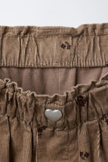 PANTALON BAGGY EN VELOURS CÔTELÉ FIN AVEC DOUBLURE - Marron / Taupe de Zara - Image 2