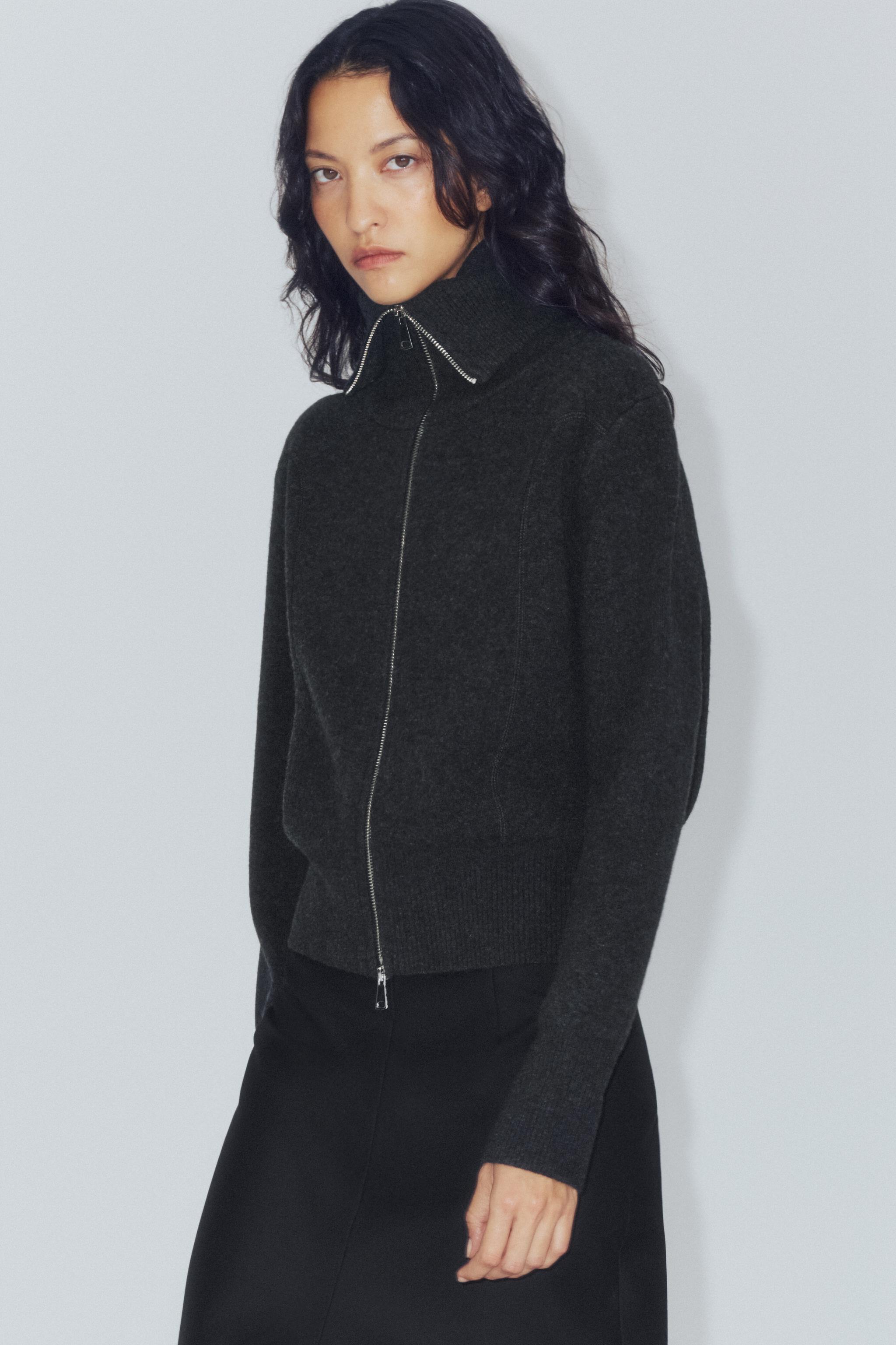 BLOUSON BOMBER 96% LAINE À ZIP