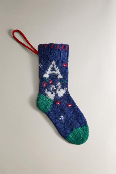LETTER ‘A’ CHRISTMAS STOCKING DECORATION - Electric blue by Zara - Image 0