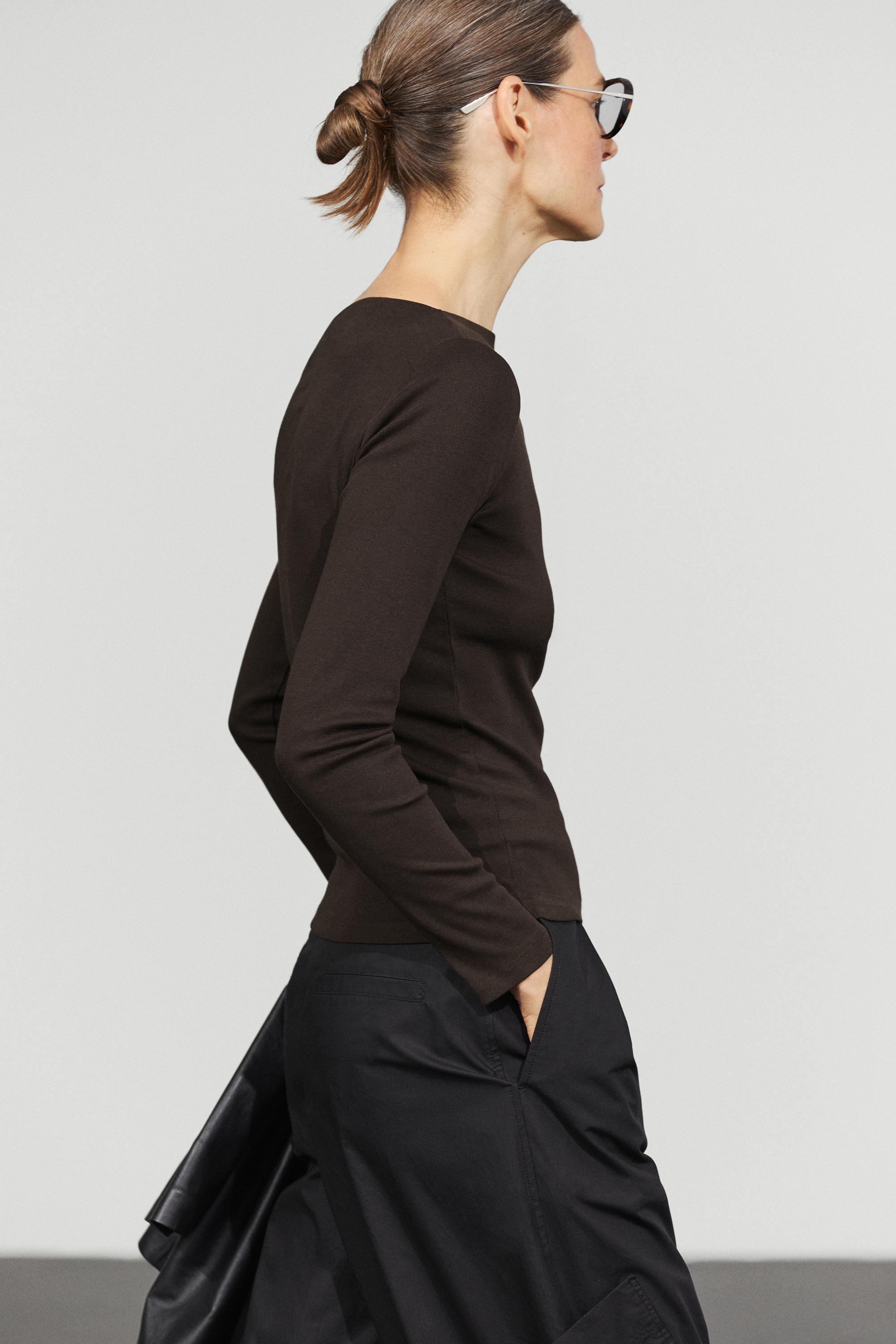 Draped shoulder detail T-shirt