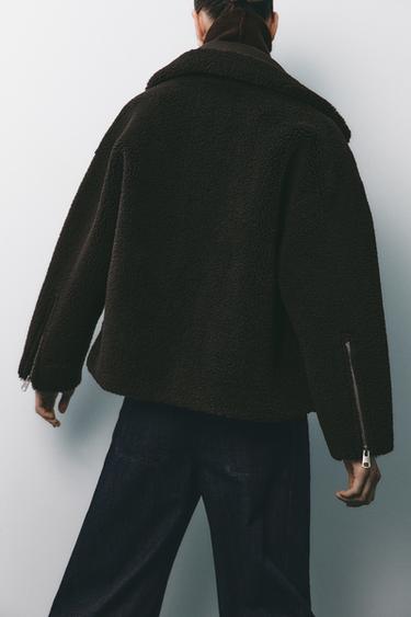 Zara FAUX SHEARLING COMBINATION JACKET ZW COLLECTION - Brown