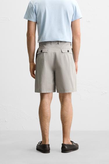 BERMUDA RELAXED FIT EFFET PLISSÉ - Gris de Zara - Image 2