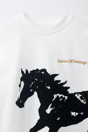 HORSE FLOCKING T-SHIRT - White by Zara - Image 2