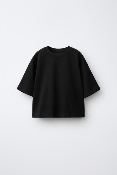 Zara PLAIN HEAVY JUMPER T-SHIRT - Black - Image 0