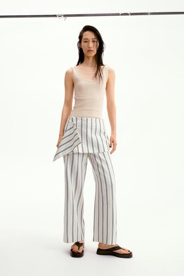 Zara ZW COLLECTION 條紋紗籠式長褲 - 條紋