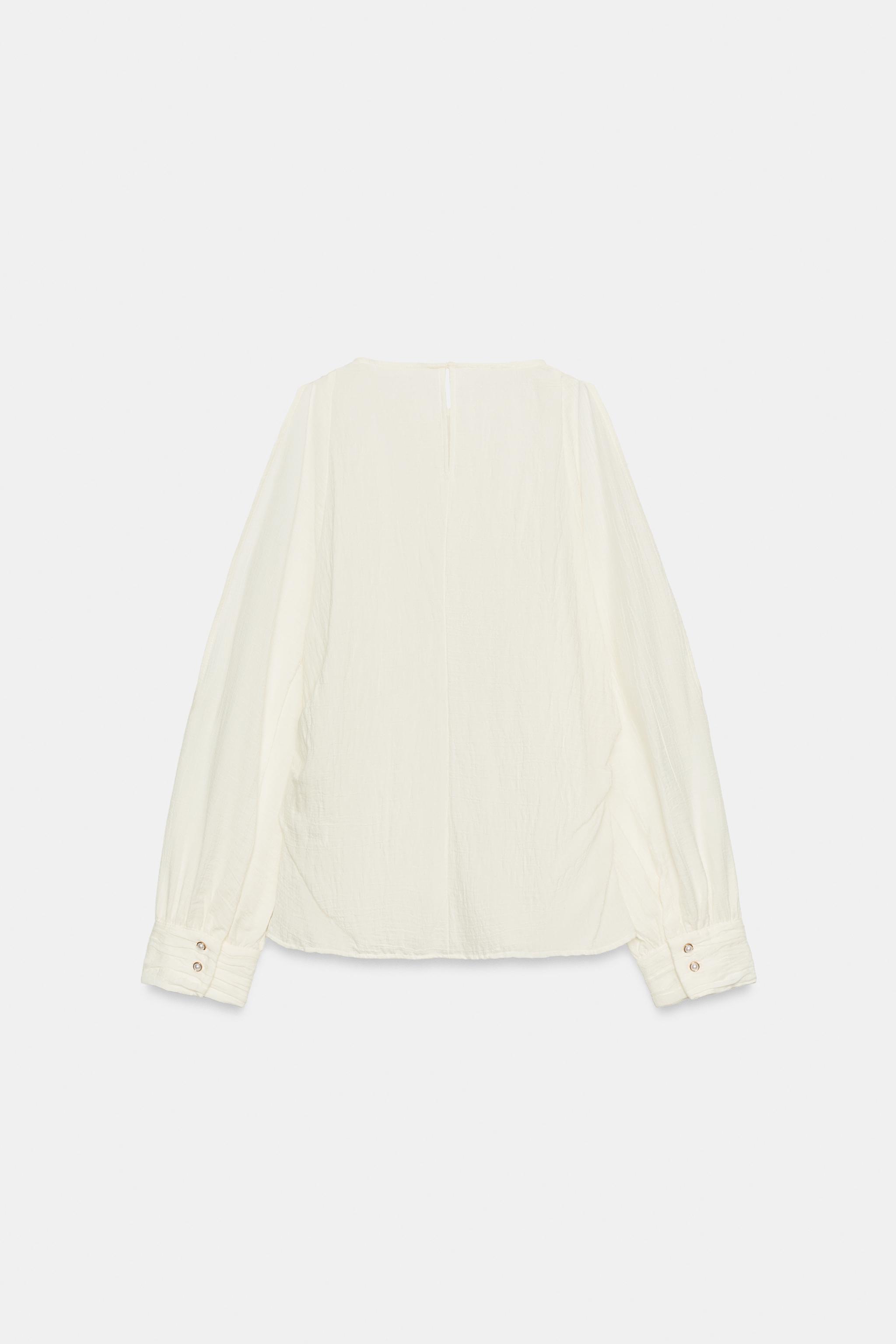 Женские блузки Zara BLOUSE WITH SLEEVE SLITS — фото 5