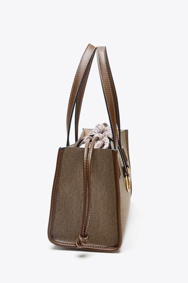 WOVEN TOTE BAG - Taupe Grey by Zara - Image 9