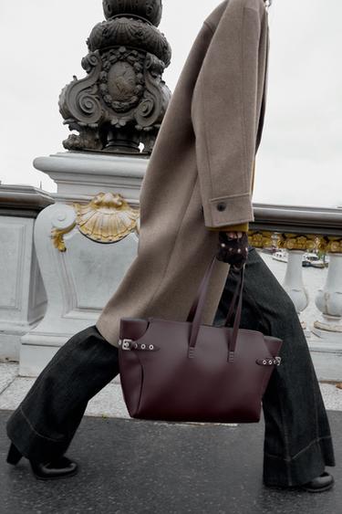 BOLSO MAXI SHOPPER - Rojo Burdeos de Zara