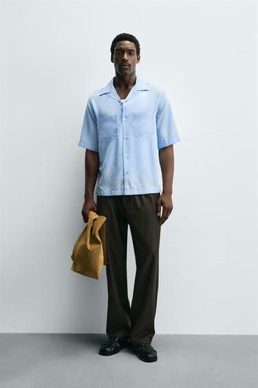 LYOCELL-LINEN SHIRT - Sky blue by Zara