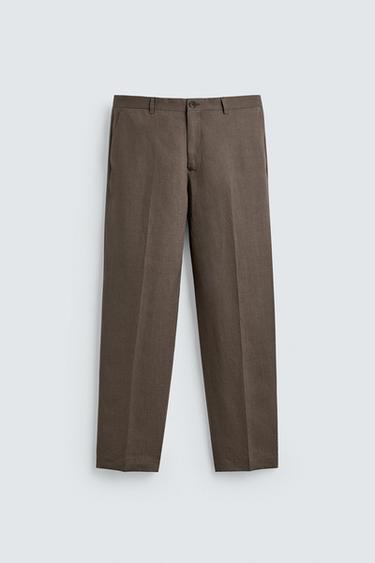 PANTALÓN TRAJE 100% LINO - Visón de Zara