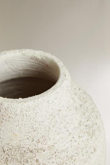 ROUGH-EFFECT CERAMIC VASE - Grey by Zara - Image 4