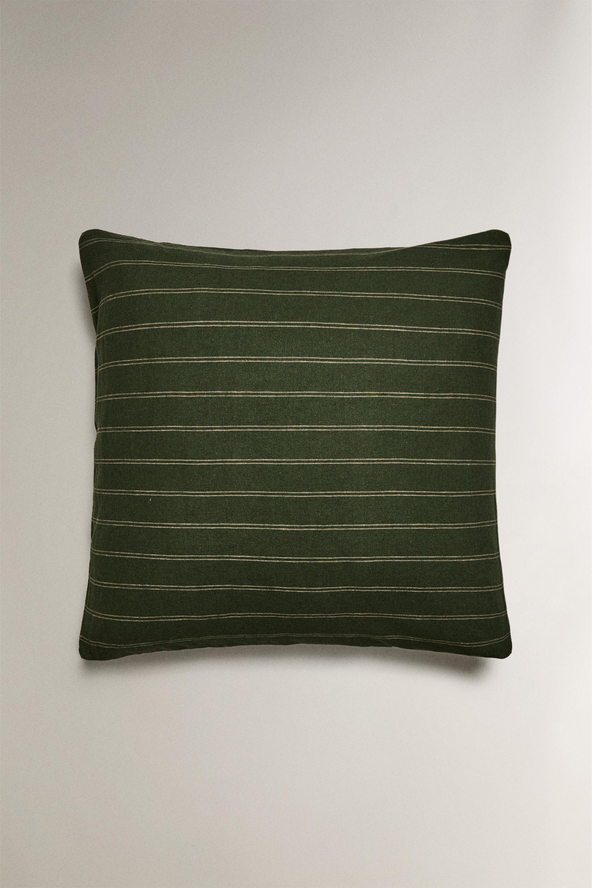 CHRISTMAS COTTON AND LINEN STRIPED PILLOWCASE