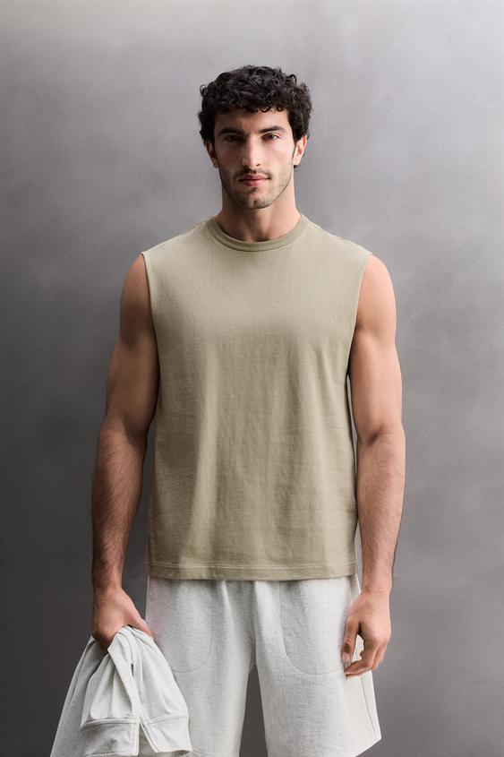 Koszulka tank top z grubej bawełny