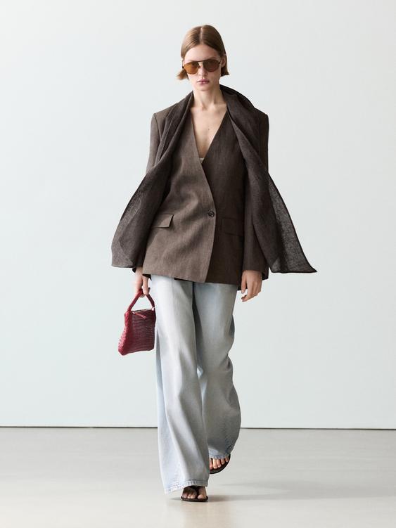 100% linen melange scarf blazer from Zara - $390