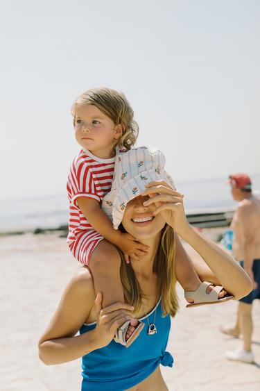 STRIPED WAFFLE T-SHIRT AND BERMUDA SHORTS SET - Red by Zara