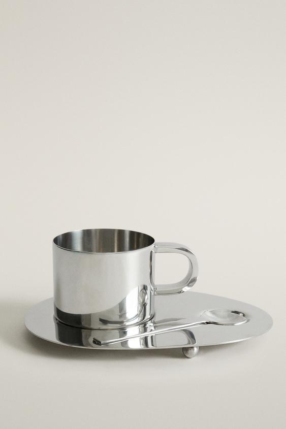SET DE TAZA, CUCHARA Y BANDEJA ACERO - Acero de Zara - Imagen 0