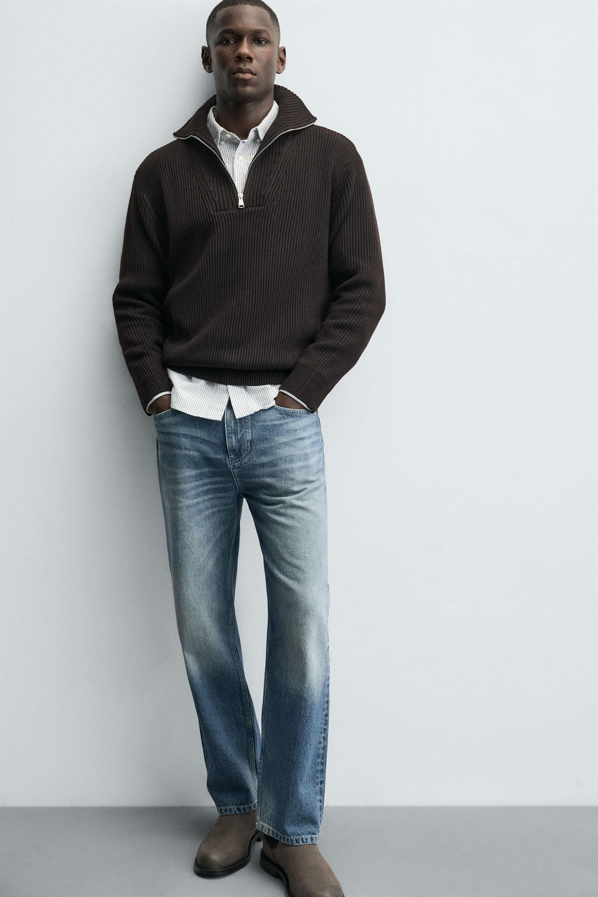 PURL KNIT QUARTER-ZIP SWEATER - Chocolate | ZARA United States