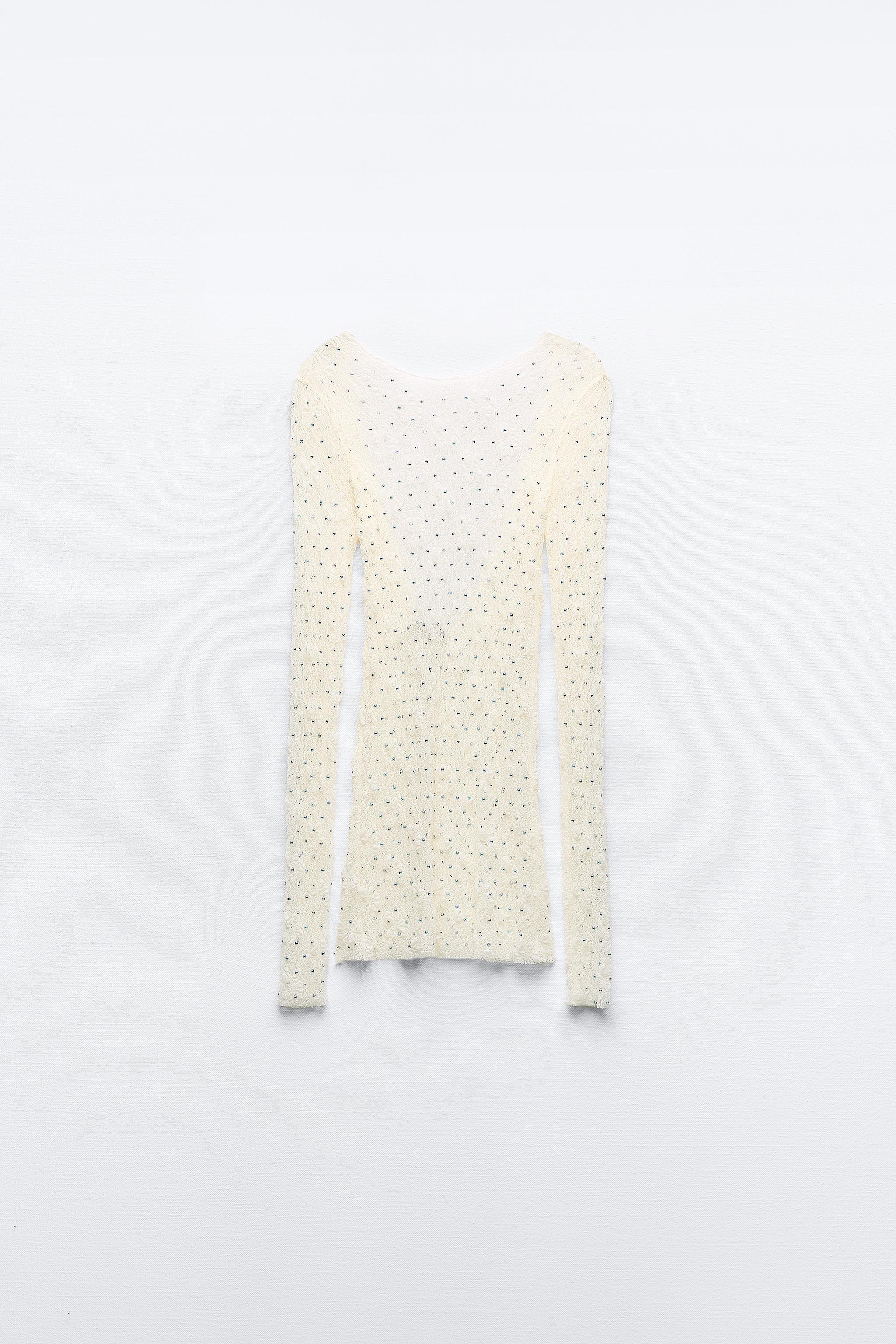 SHIMMERY LACE TOP - Oyster-white