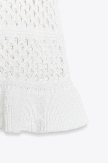TOP EN MAILLE À VOLANT - Blanc de Zara - Image 5