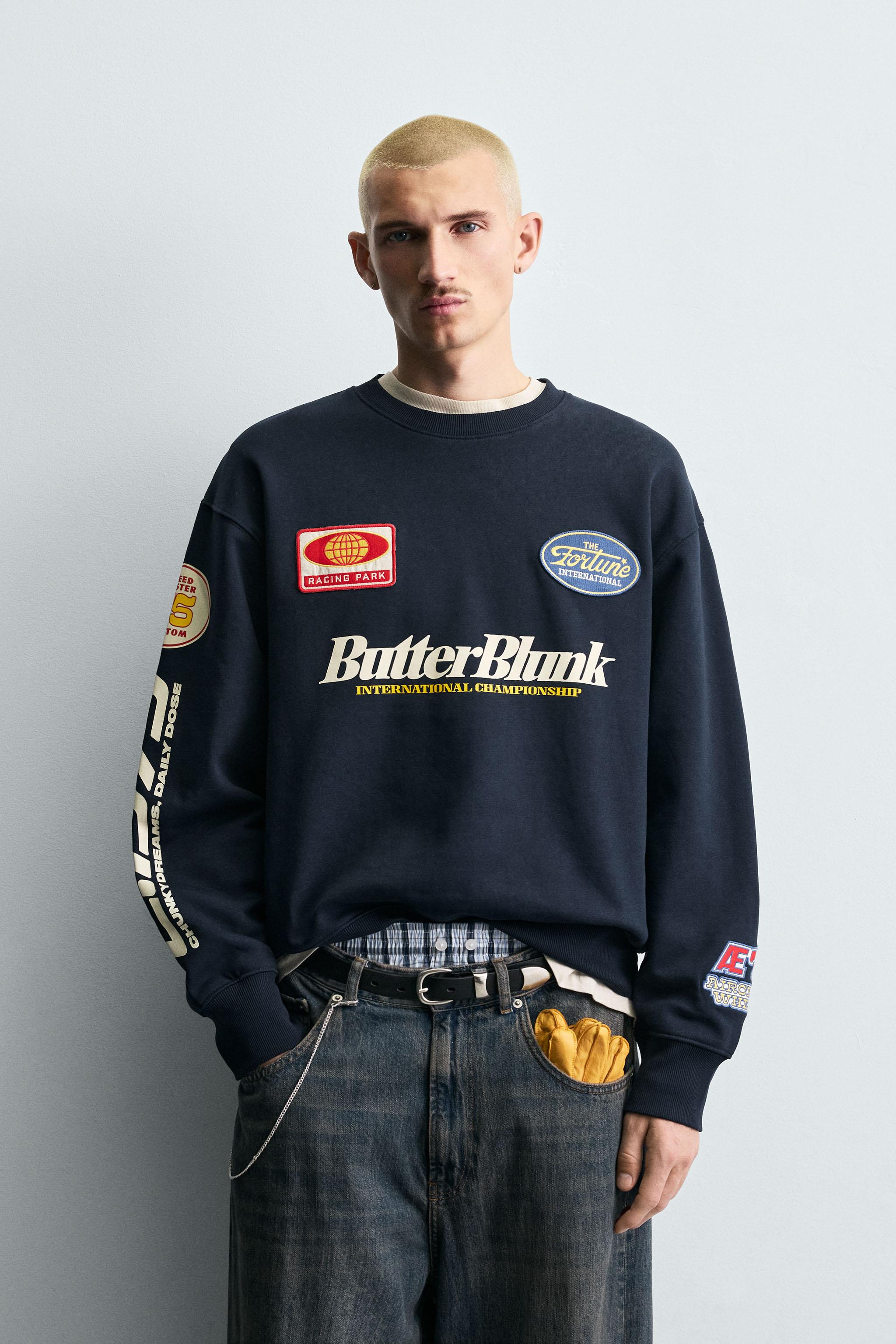 トレーナー+スウェット PATCHED MILLS LOGO CREW SWEAT TOP PATCHED CREW NECK SWEATSHIRT - Navy blue | ZARA South Africa