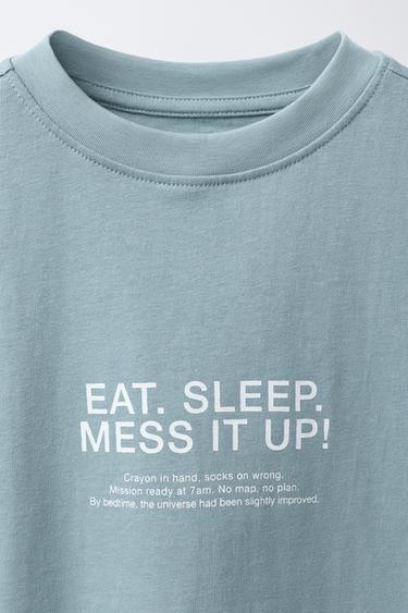 T-SHIRT À INSCRIPTION IMPRIMÉE - Bleu clair de Zara - Image 3