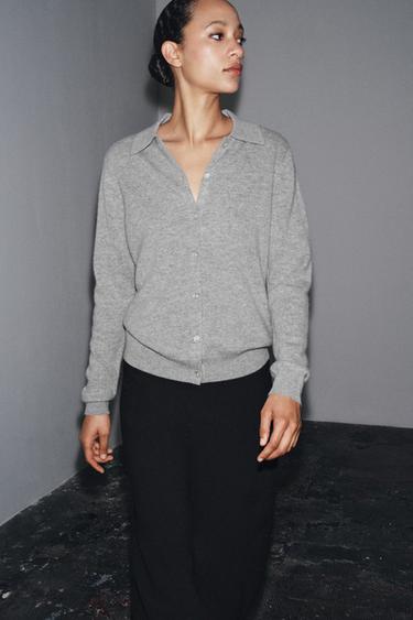 VESTE POLO AVEC LAINE ET CACHEMIRE - Gris de Zara - Image 3