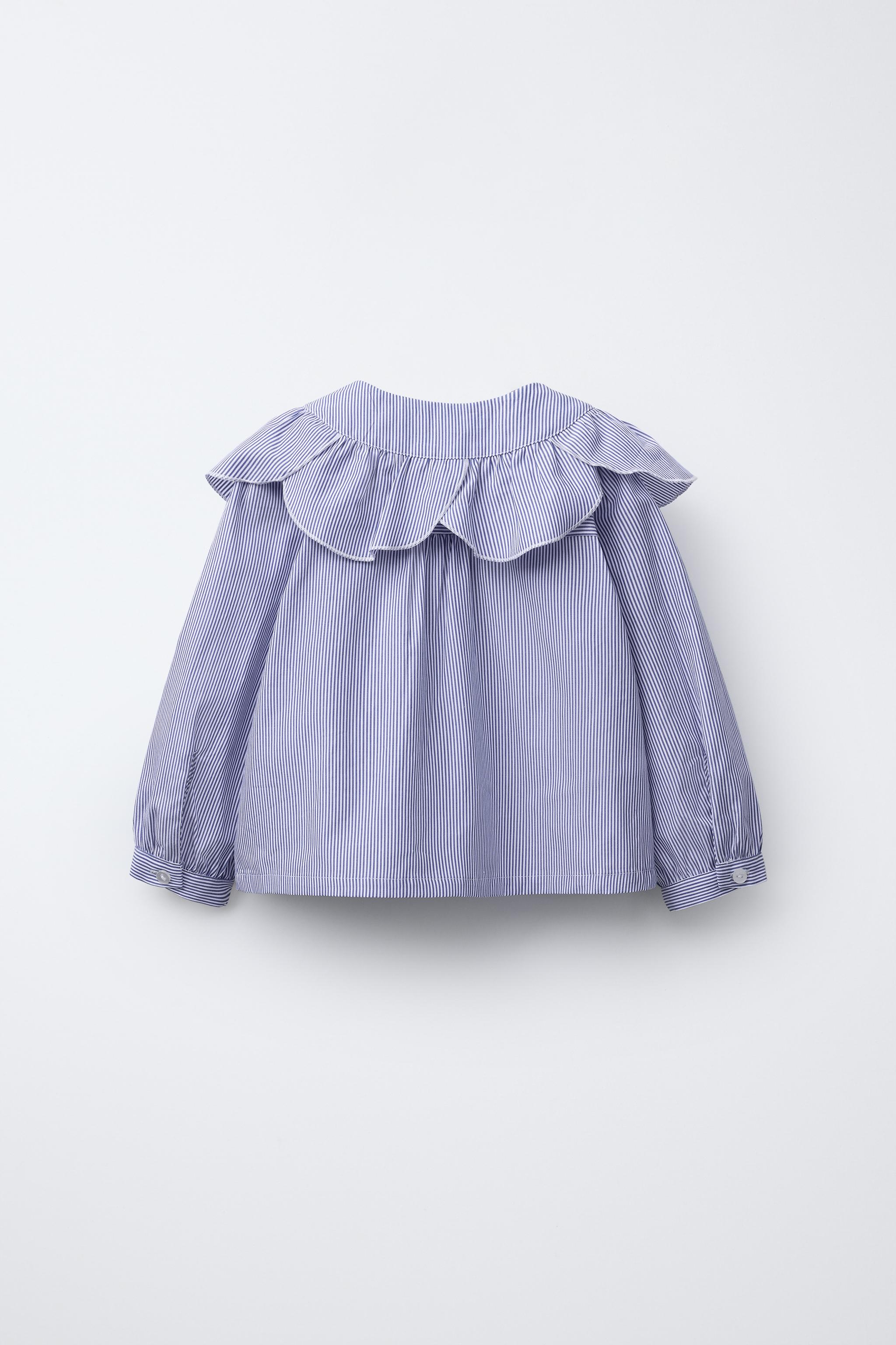 STRIPED SHIRT WITH PETER PAN COLLAR - Blue | ZARA United States