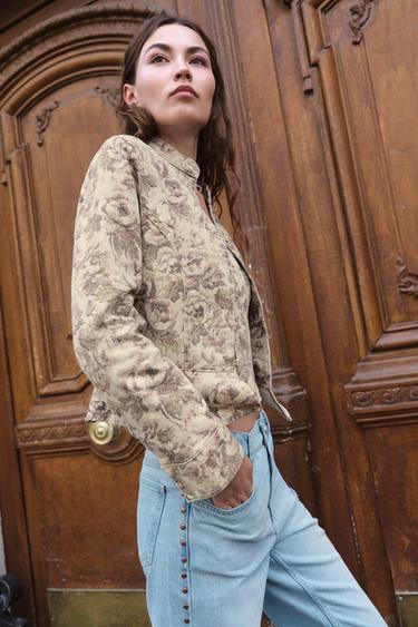 BLOUSON Z1975 DENIM À IMPRIMÉ FLEURI - Imprimée de Zara - Image 4