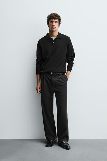 PANTALÓN PLIEGUES ALGODÓN - LYOCELL - Carbón de Zara - Imagen 0