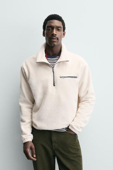 SUDADERA POLAR CUELLO CREMALLERA - Crudo de Zara