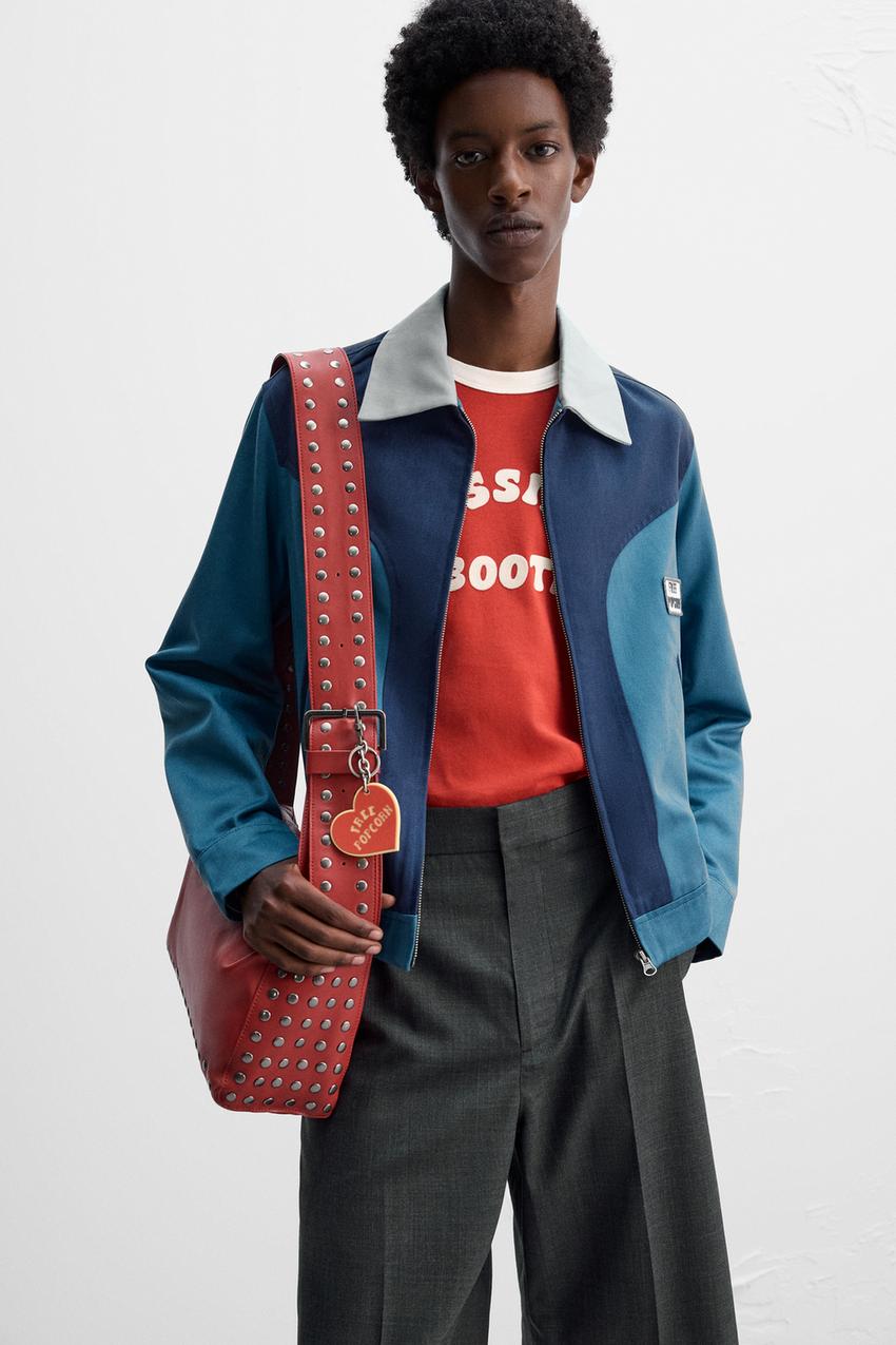 STUDDED LEATHER BAG X HARRY LAMBERT - Red | ZARA United States