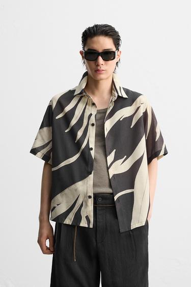LEAF PRINT SHIRT - Black by Zara
