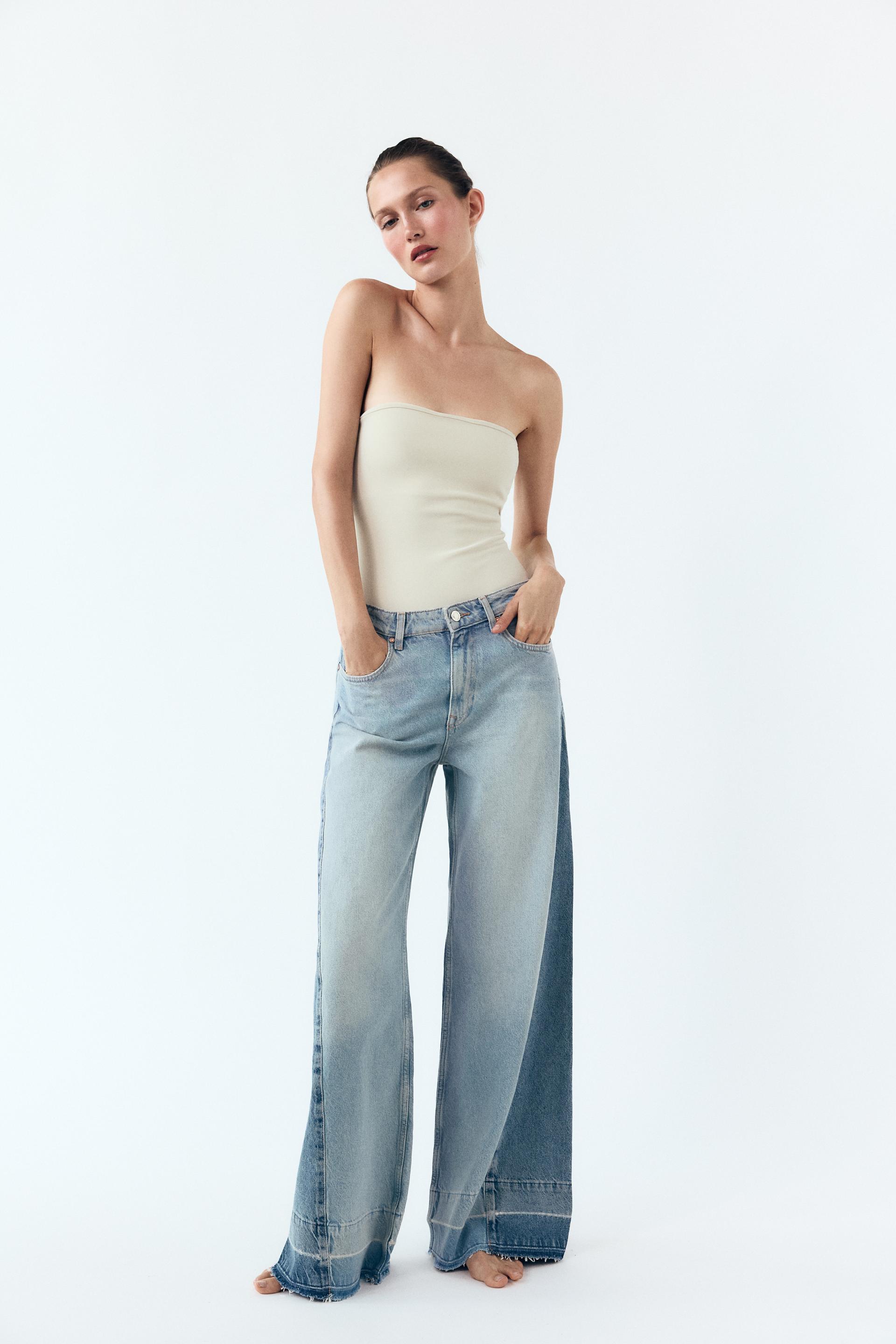 Z1975 CONTRAST MID-RISE WIDE LEG JEANS