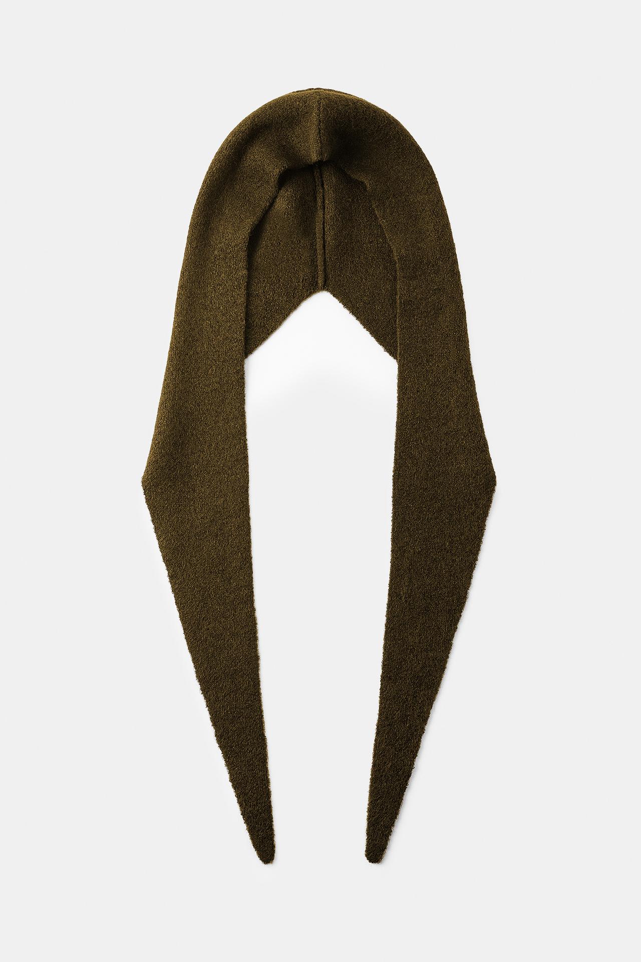 KNIT HOODIE SCARF — Green