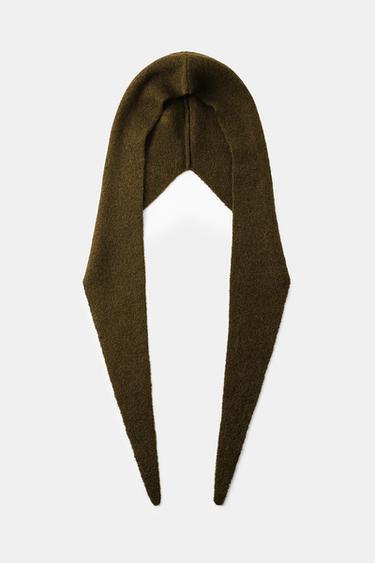 KNIT HOODIE SCARF — Green 2