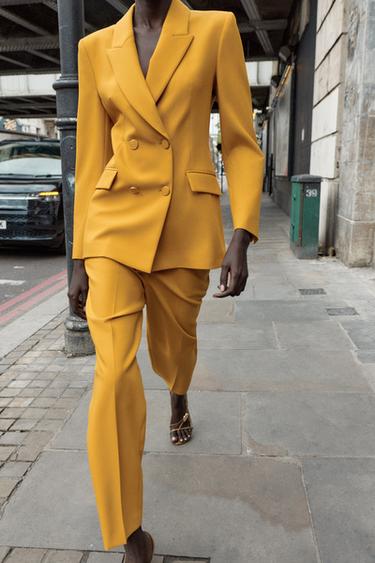 Zara HIGH-WAISTED SLIM PANTS - Mustard