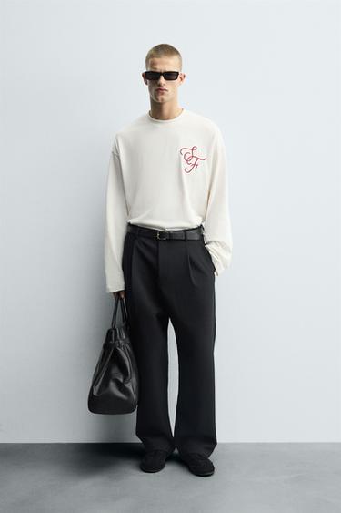 BOXY FIT EMBROIDERED T-SHIRT - White by Zara