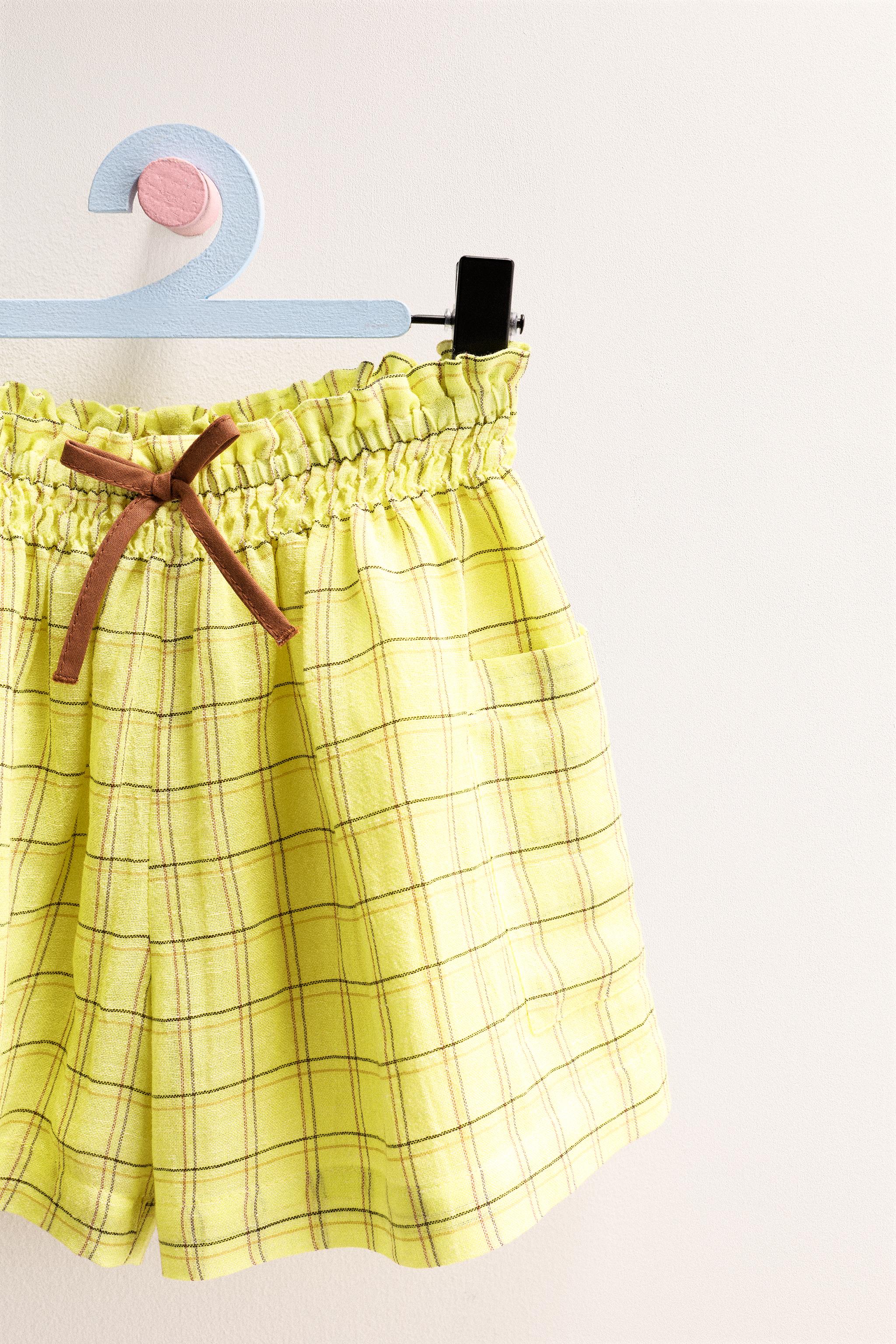 ZARA TIMELESS - SHORT À CARREAUX AVEC LIN